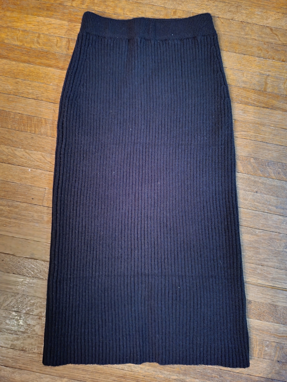 Pink Martini Black Ribbed Knit Midi Skirt